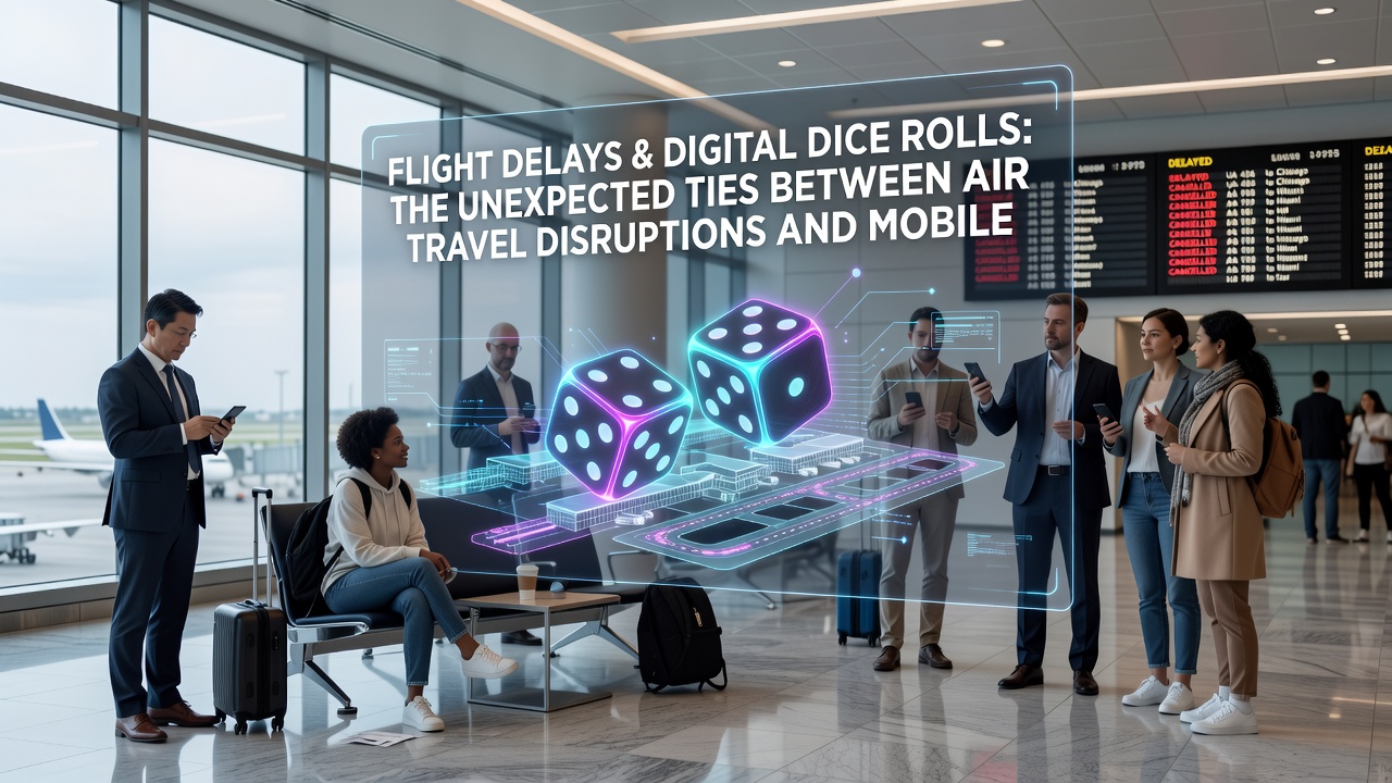 Mobile Geräte mit Glücksspiel-Apps in einem überfüllten Flughafen-Terminal