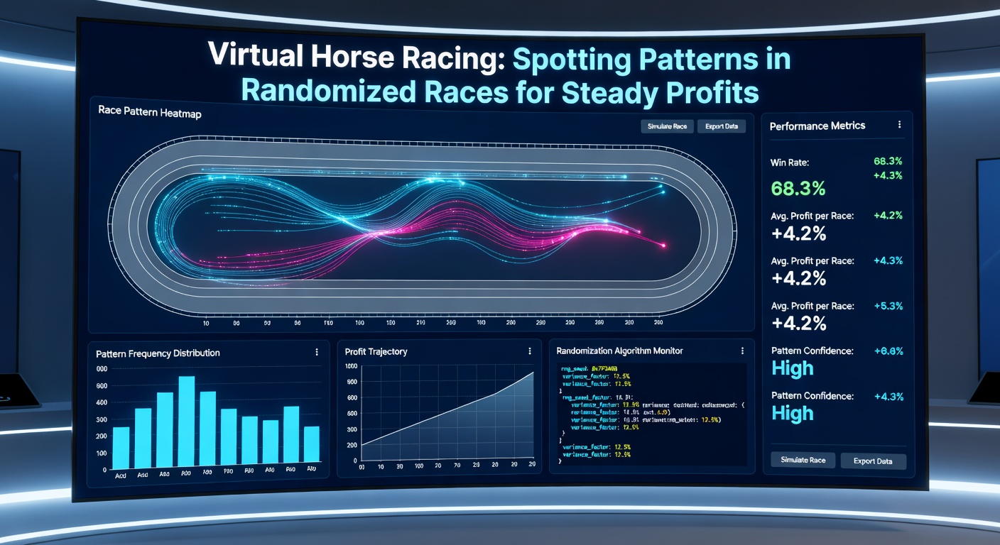 Detaillierte Datenvisualisierung von Rennergebnissen mit Liniencharts, die Muster in virtuellen Pferderennen hervorheben