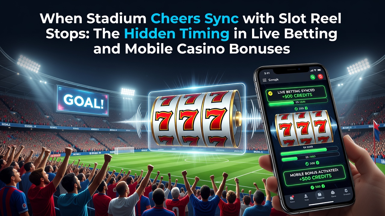 Stadionatmosphäre mit synchronisierten Slot-Reels auf einem mobilen Gerät